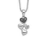 Black & White Accent Diamond Triple Heart Pendant Necklace in Sterling Silver with Chain